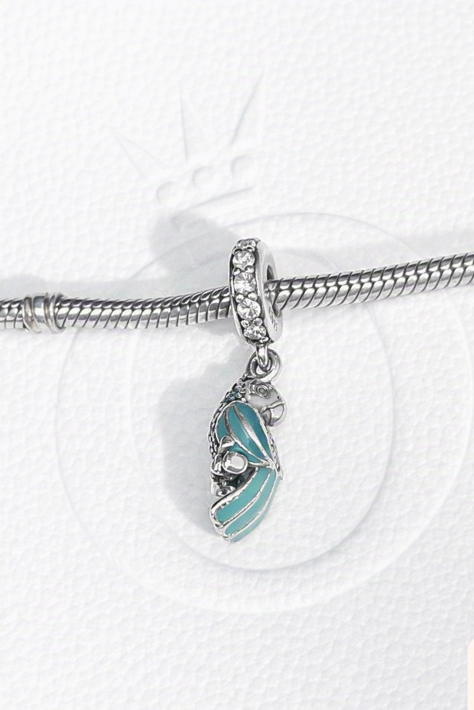 Pandora dangle bedeltje met hanger papegaai zgan RETIRED, Ophalen, Zo goed als nieuw, Zilver, Pandora