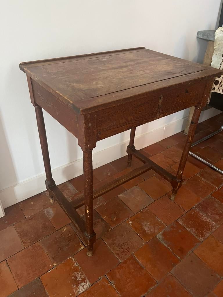ANTIEKE TAFEL SCHRIJFTAFEL SCHUIN BLAD HOUT, Antiek en Kunst, Antiek | Meubels | Tafels, Ophalen