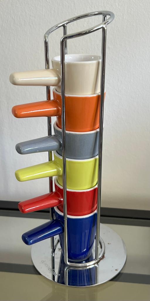 Retro espressokopjes Bredemeijer in standaard, Ophalen of Verzenden, Zo goed als nieuw, Overige stijlen, Kop(pen) en/of Schotel(s)