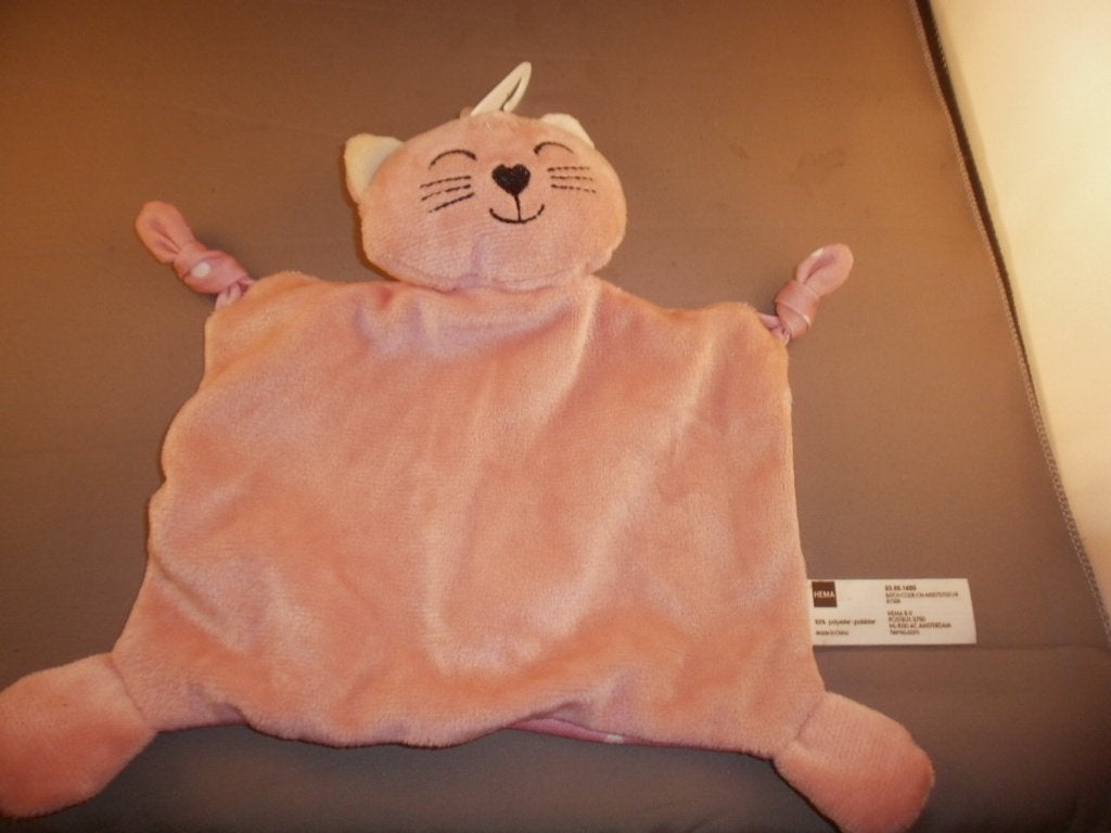 HEMA poes doekje roze velours witte gestipte rug 2 knopen, Hema, Overige karakters, Nieuw, Ophalen of Verzenden