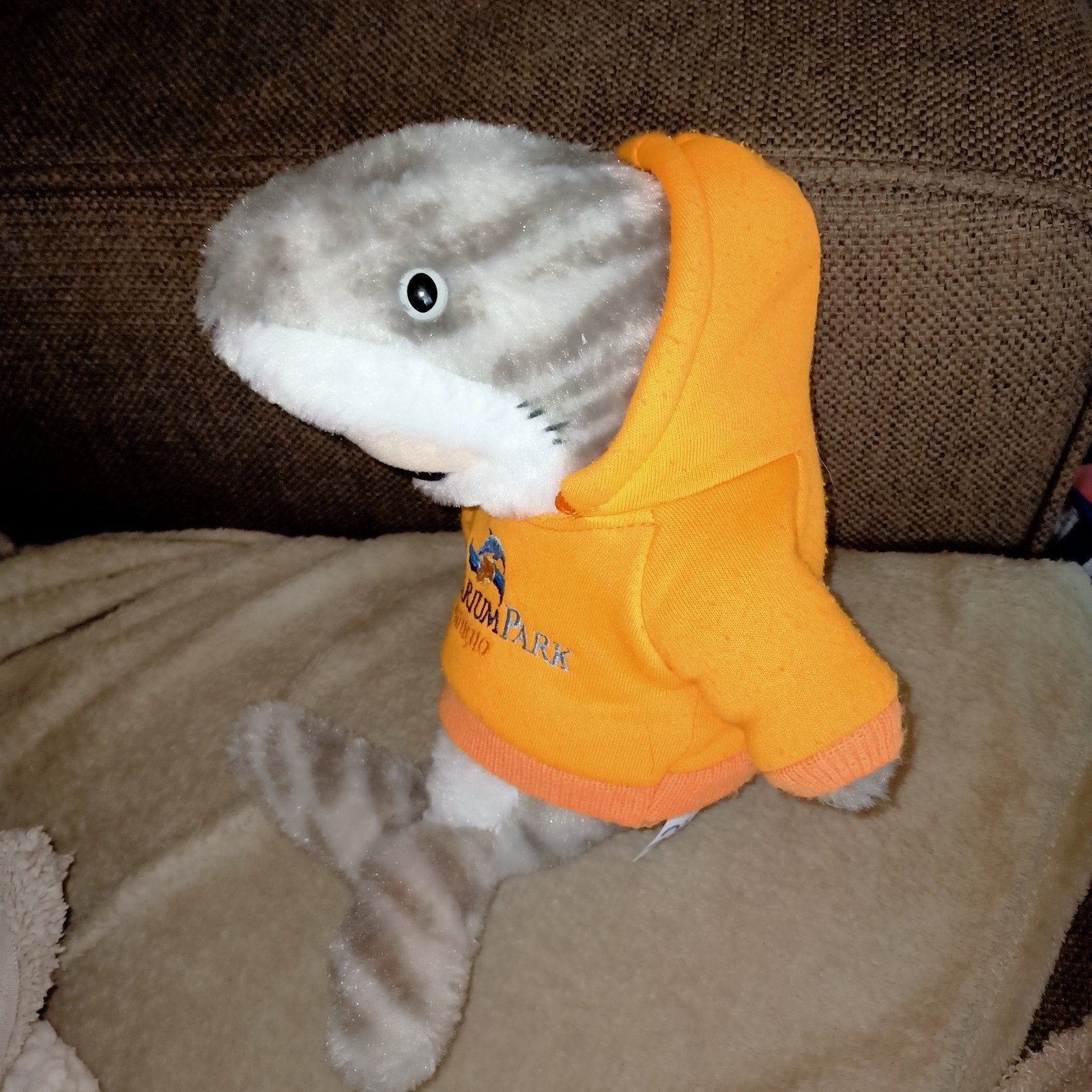 Haai in oranje hoodie, the petting zoo, sea aquariumpark., Overige merken, Overige typen, Grijs, Ophalen of Verzenden