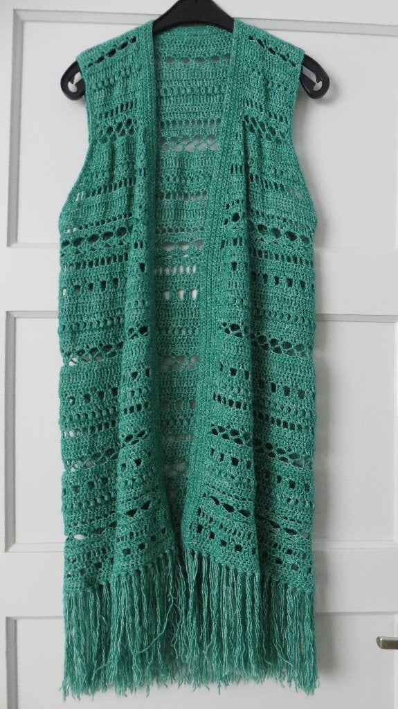 Gehaakt mouwloos gilet S/M, Kleding | Dames, Truien en Vesten, Ophalen of Verzenden, Nieuw, Maat 38/40 (M), Groen