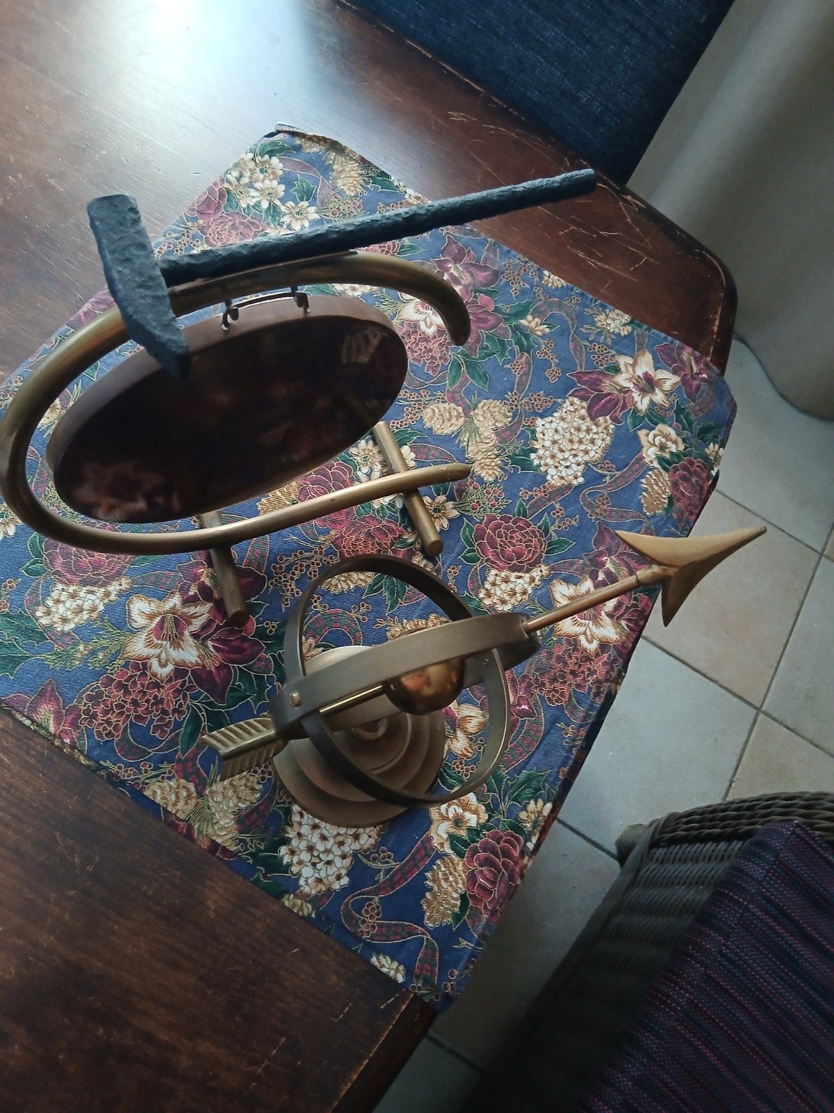 Vintage messing gong en armillairsfeer decoratie, Ophalen of Verzenden