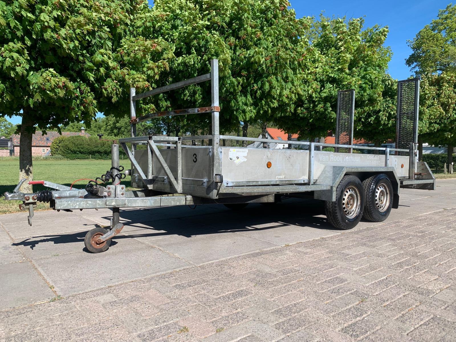 Peters aanhangwagen dubbelasser  - machinetransporter, Auto diversen, Aanhangers en Bagagewagens, Ophalen