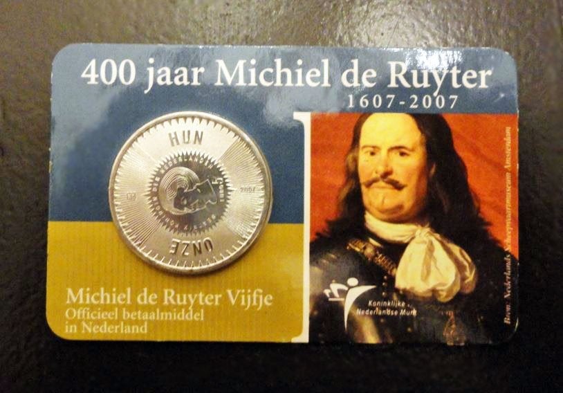 Munt Michiel de Ruyter Zilver Coincard De Ruijter, Verzenden, Koningin Beatrix, Zilver, Euro's