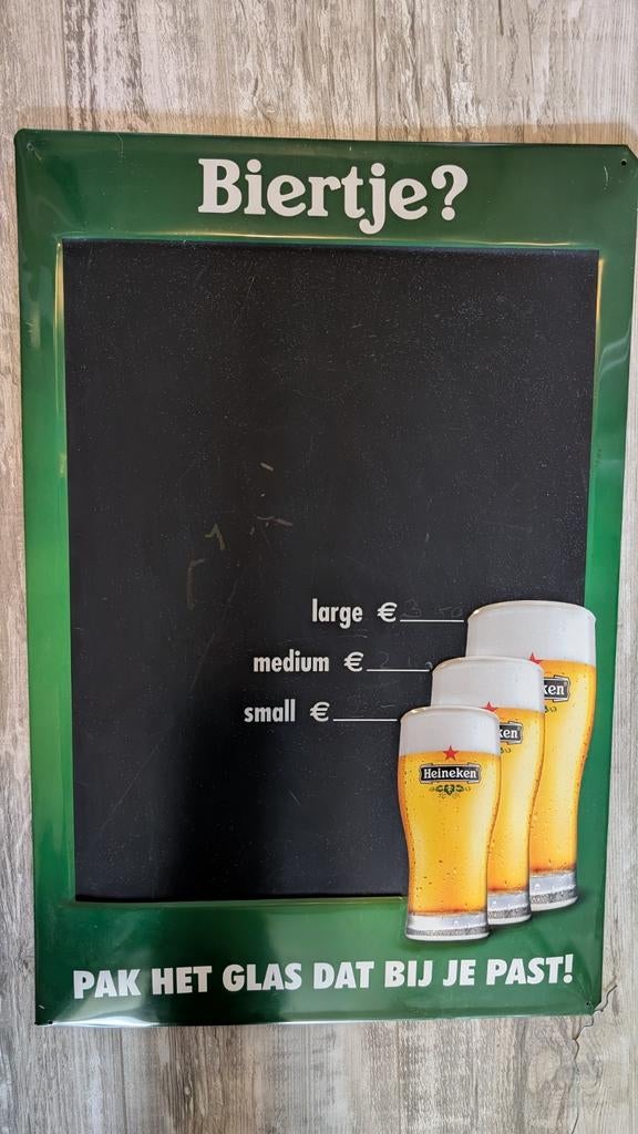 Heineken Krijtbord Metaal 59x40cm, Ophalen, Gebruikt, Reclamebord