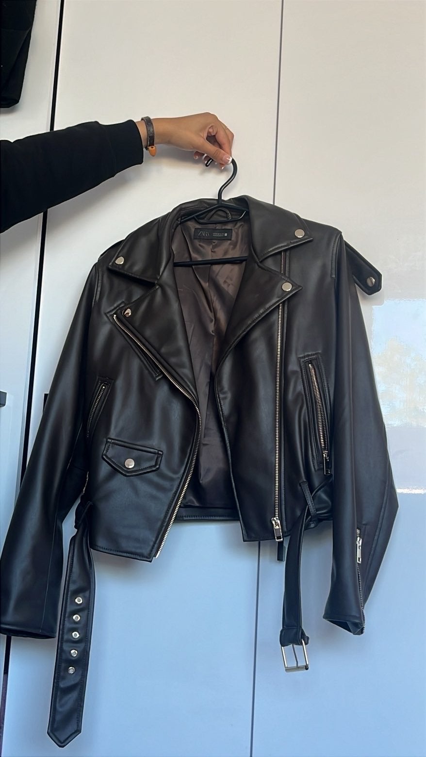 Bruin leren jasje van Zara, Kleding | Dames, Ophalen of Verzenden, Gedragen, Maat 38/40 (M), Bruin