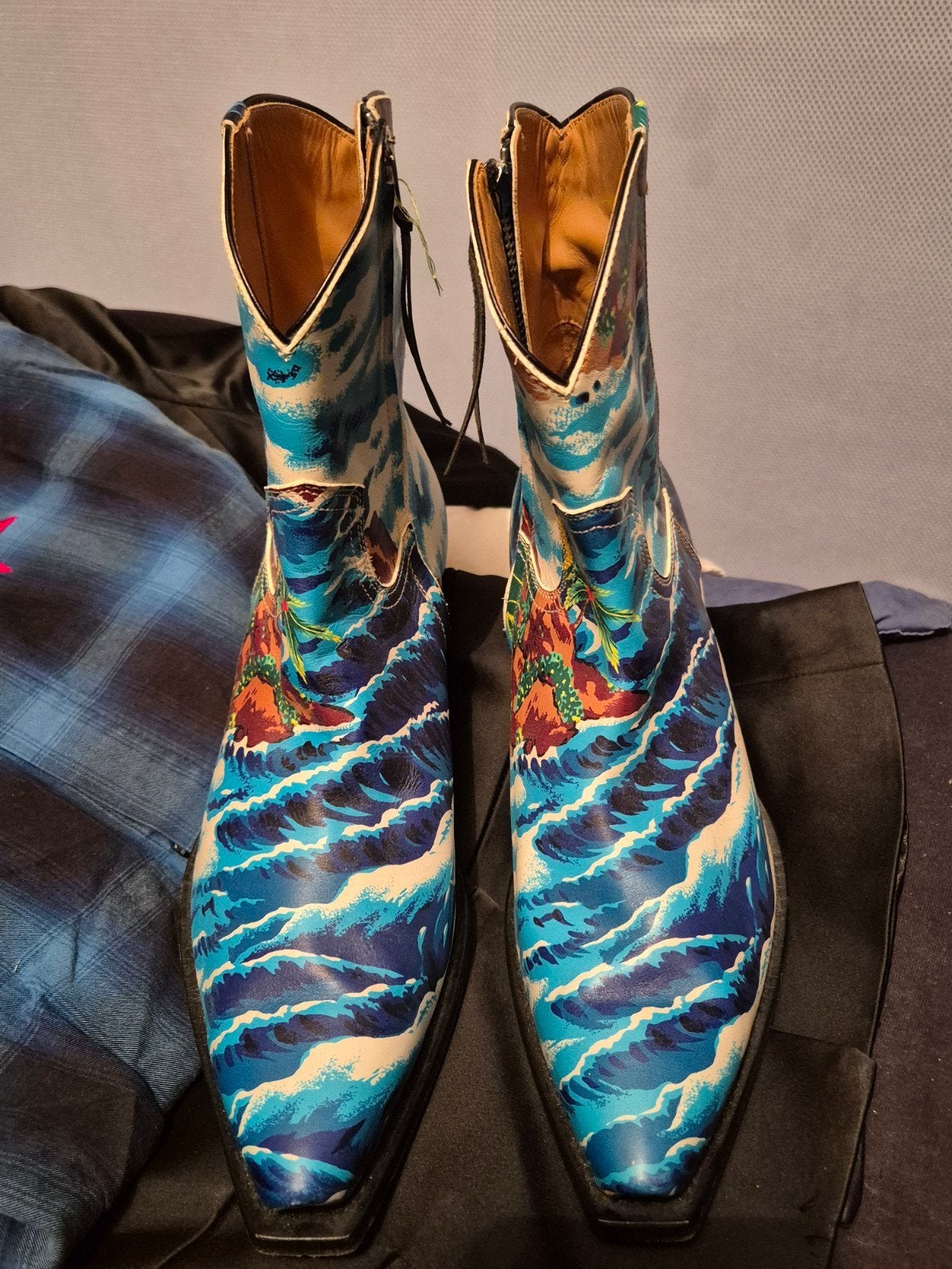 R13 Cowboylaarzen met oceaanprint - Maat 41, Blauw, Lage of Enkellaarzen, Ophalen of Verzenden, Zo goed als nieuw
