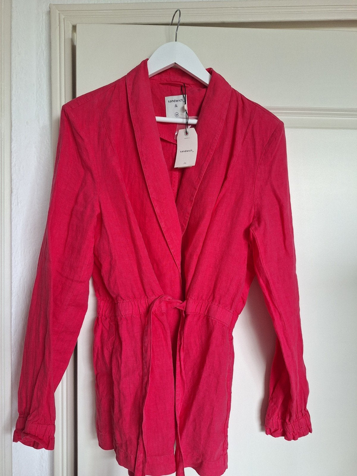 Roze linnen blazer van Sandwich met strikceintuur, maat 44, Maat 42/44 (L), Nieuw, Ophalen of Verzenden, Roze