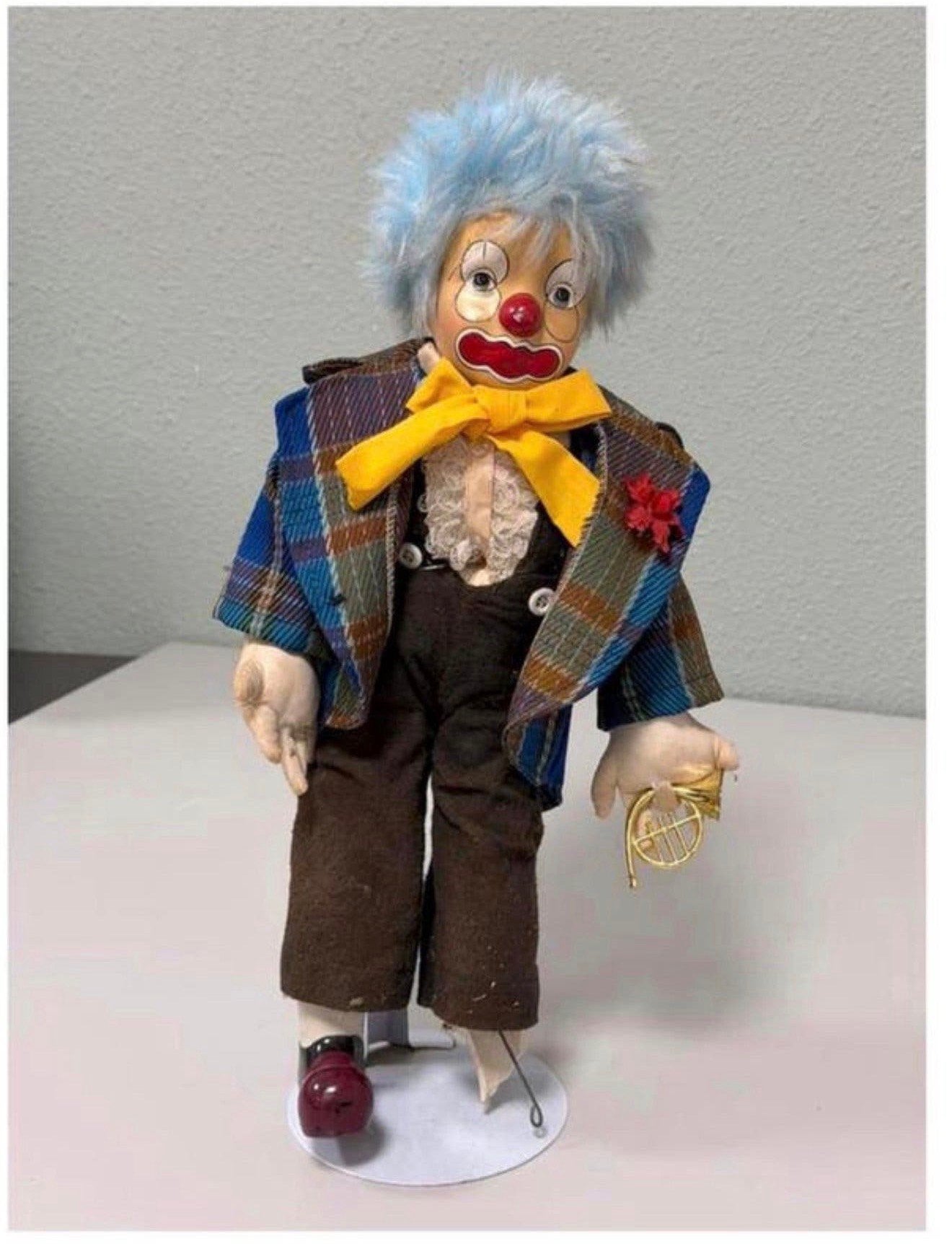 Vintage Porseleinen clown pop Clownspop 45 cm Met Standaard, Verzamelen, Gebruikt, P, P, P