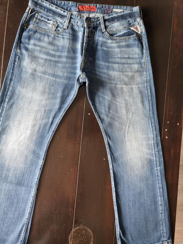 ZGAN CLASSIC REPLAY BILLSTRONG REGULAR STRAIGHT FIT 36/32!!!, W36 - W38 (confectie 52/54), Blauw, Ophalen of Verzenden, Zo goed als nieuw
