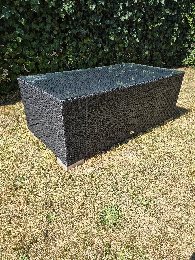 Gratis ophalen rotan tuin/lounge tafel, Ophalen, Gebruikt, Rechthoekig