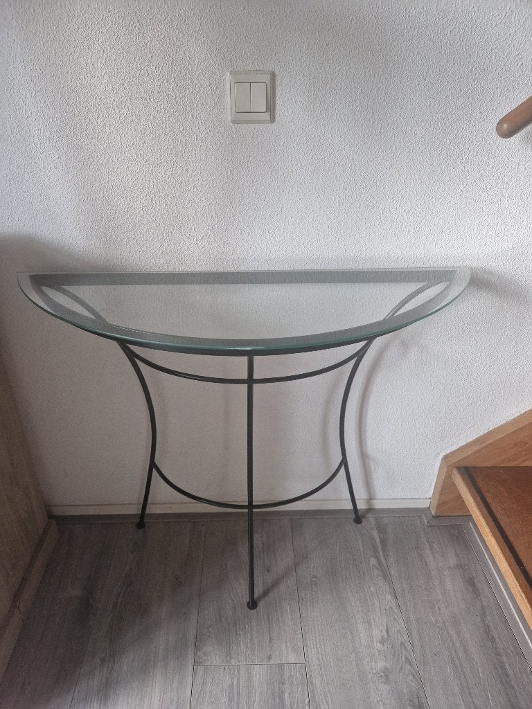 Te koop bijzettafel met glasplaat, Ophalen, Gebruikt, Glas, 75 cm of meer