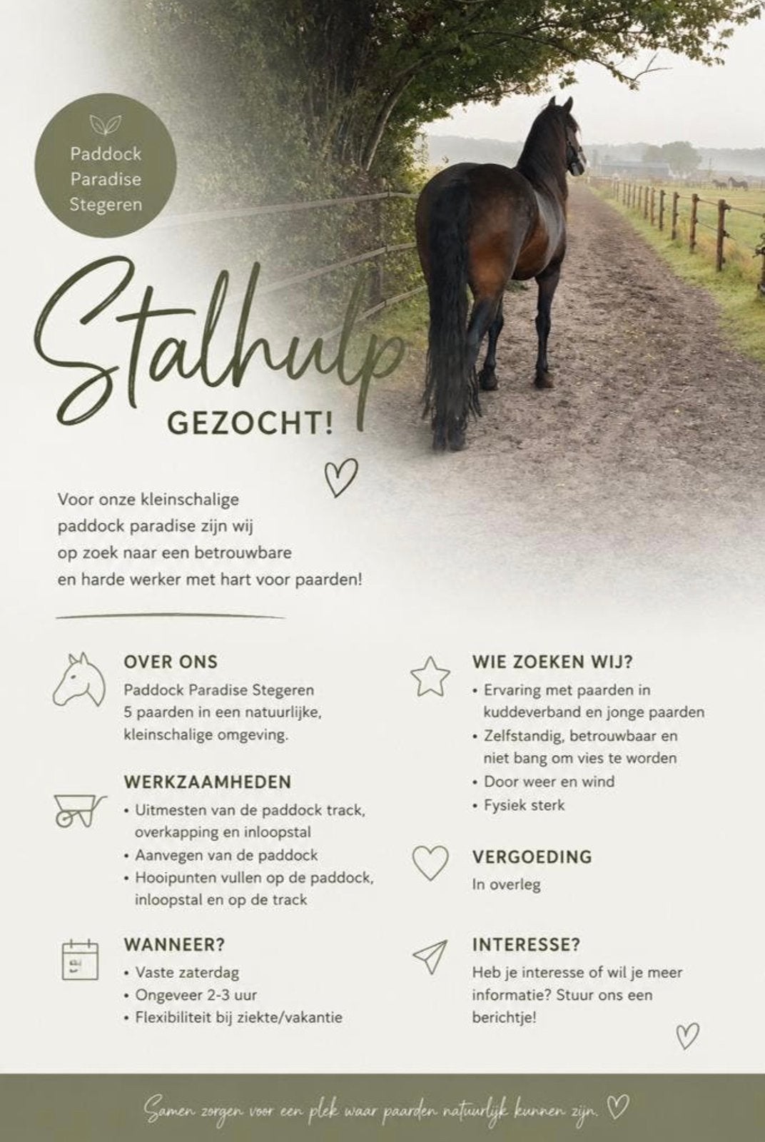 Stalhulp gezocht Stegeren, Ophalen