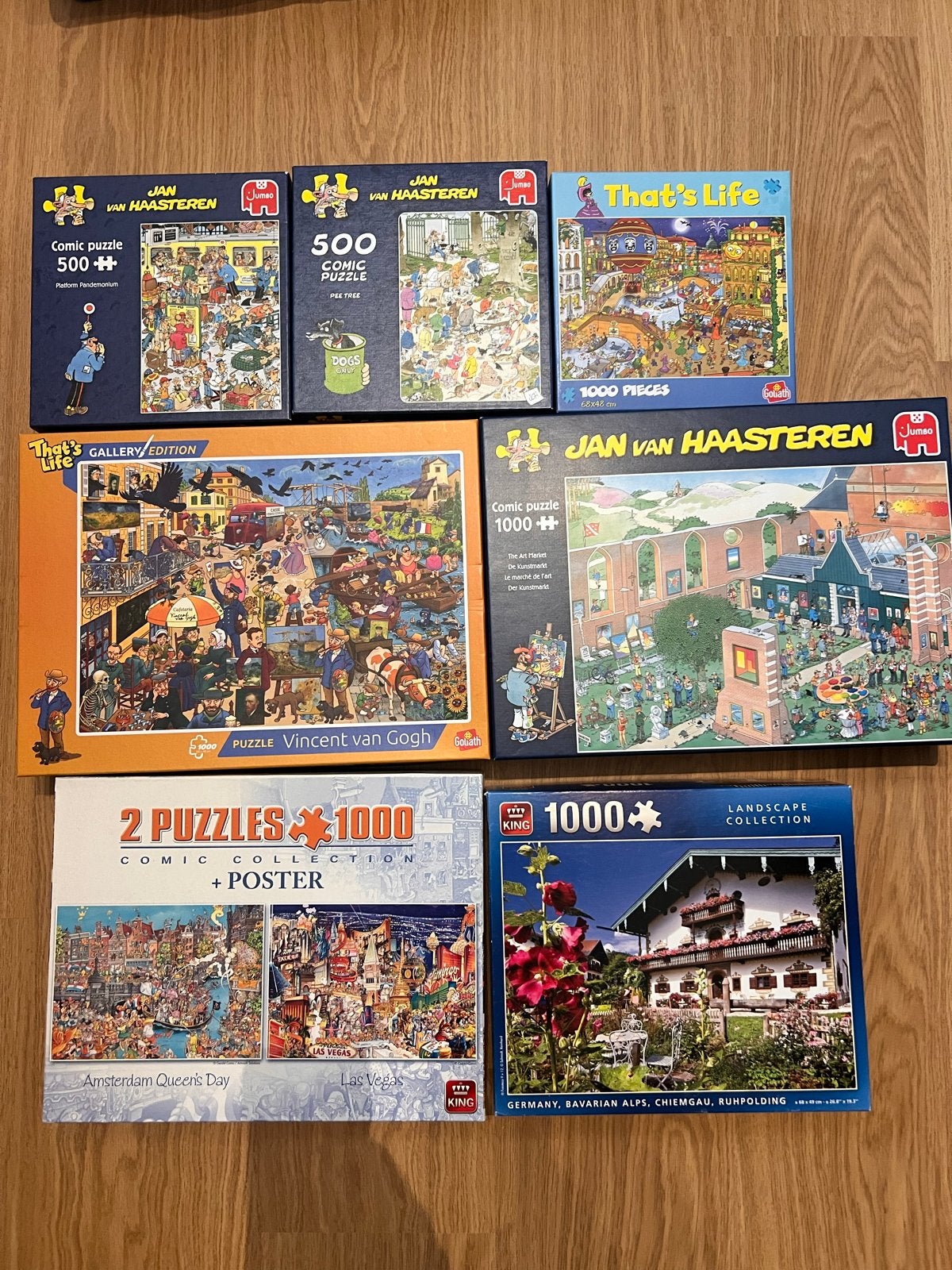 Collectie legpuzzels: o.a. Jan van Haasteren, That's Life, Ophalen of Verzenden, 500 t/m 1500 stukjes, Gebruikt, Legpuzzel