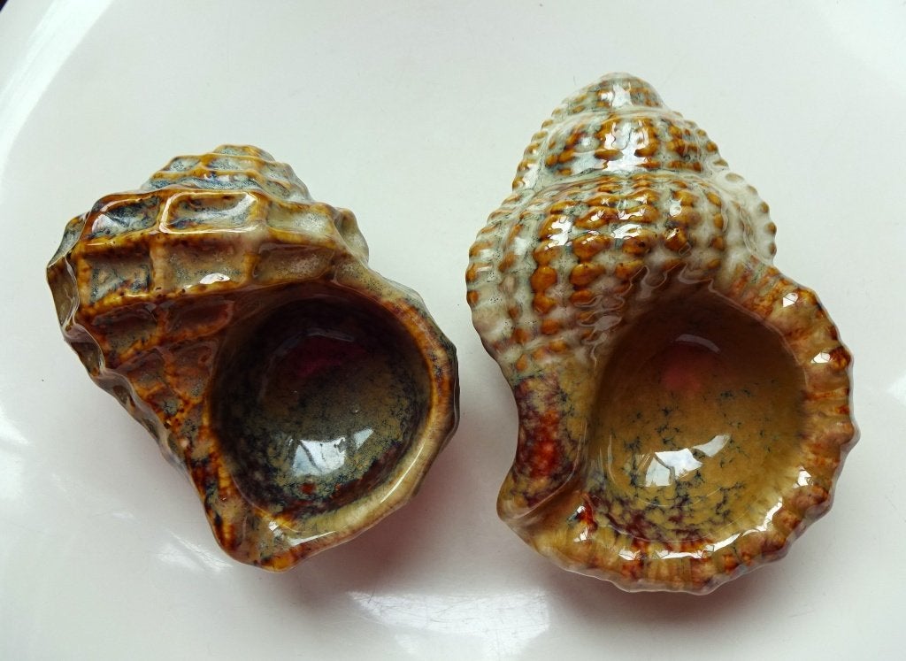 2 x Vintage Duits aardewerk bakje: schelp. Genummerd, Ophalen of Verzenden