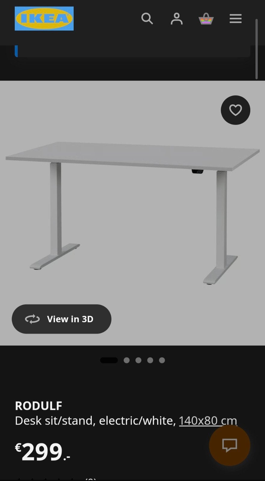 IKEA RODULF Elektrisch Zit-Sta Bureau Wit 140x80cm NIEUW, Huis en Inrichting, Elektrisch, Hout, Nieuw, Ophalen of Verzenden