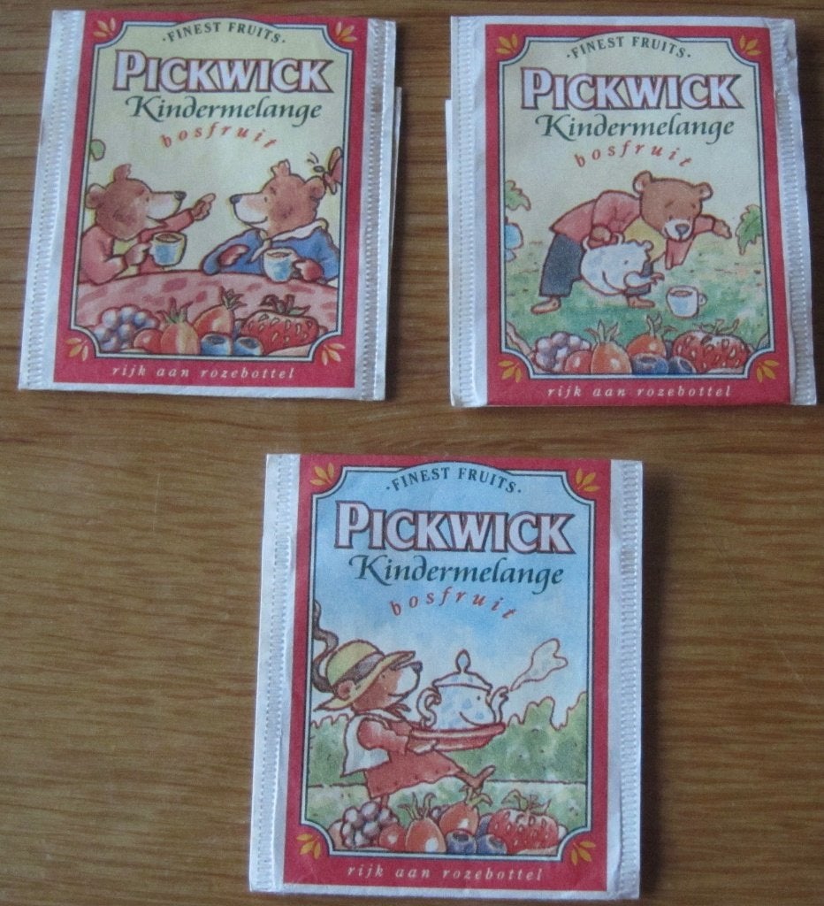 Drie theezakjes van Pickwick uit de serie kindermelange, Verzenden, Theezakje(s)