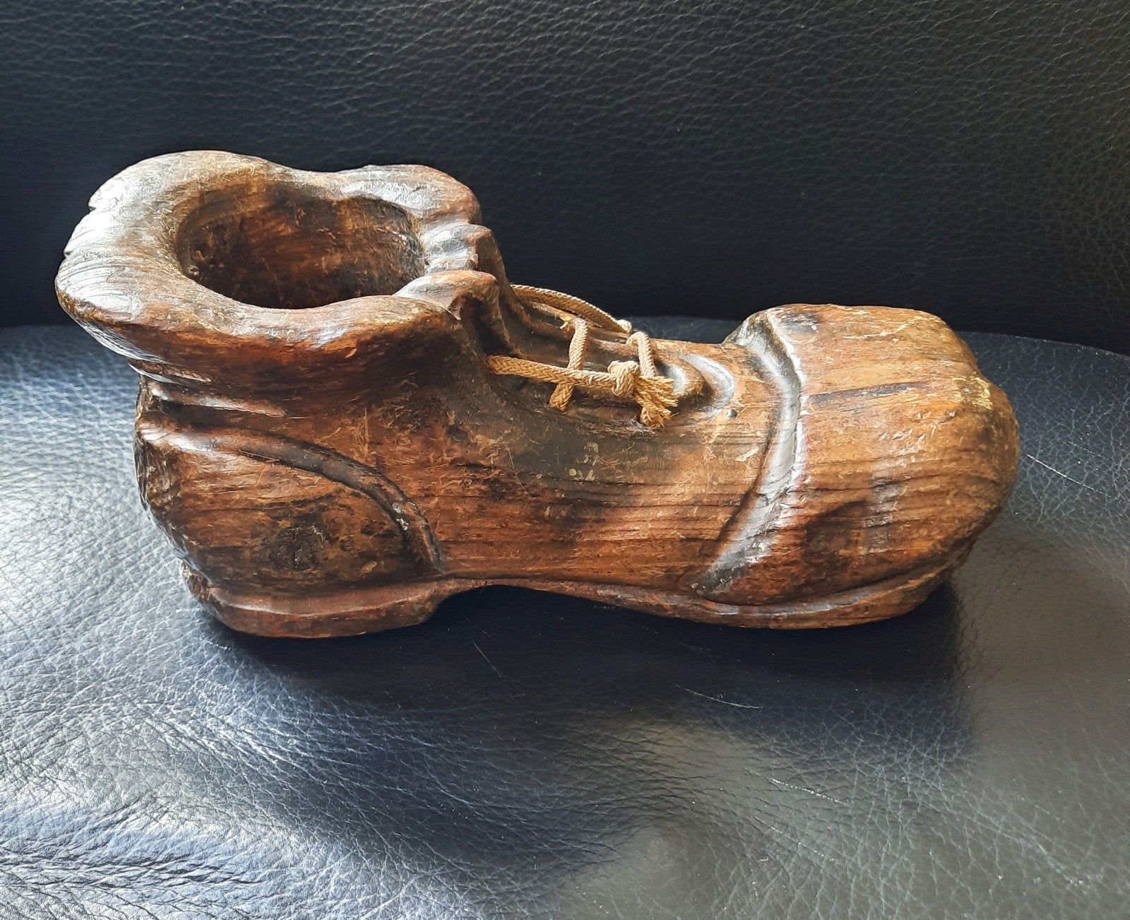 Vintage Houten Schoen/Laars Asbak 20x10x7 cm, Houtsnijwerk, Ophalen of Verzenden, Handgemaakt, Hout