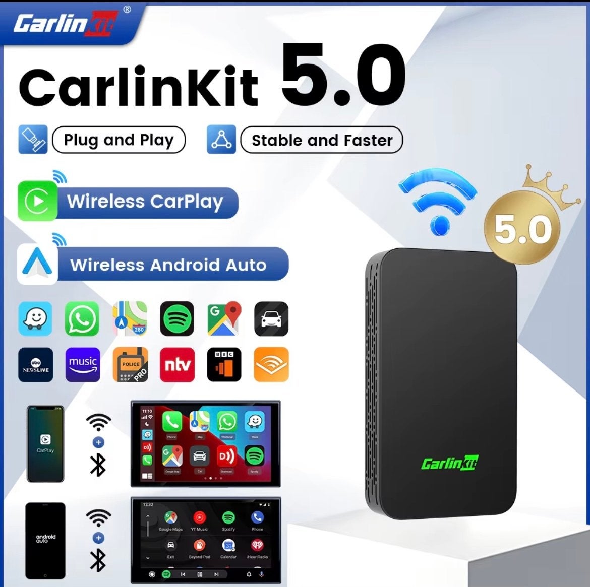 CarlinKit 5.0 Draadloze CarPlay. (Carlink,smartbox), Auto diversen, Ophalen of Verzenden, Nieuw