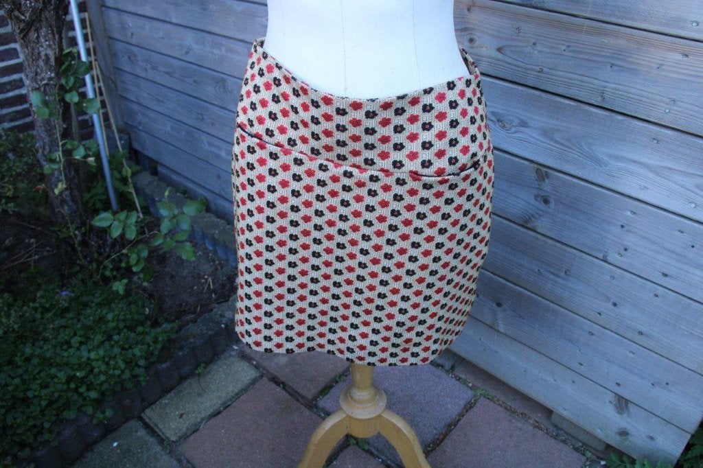 Rok goud/ zwart/ rood King Louie mt M Vaste prijs, Kleding | Dames, Maat 38/40 (M), Ophalen of Verzenden, Zo goed als nieuw, King Louie