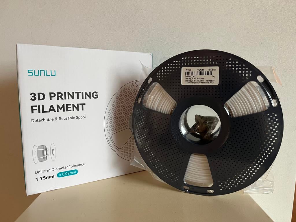 Sunlu PETG 3D printer filament - wit, Computers en Software, 3D-printerbenodigheden, Ophalen of Verzenden, Nieuw, Filamentrollen