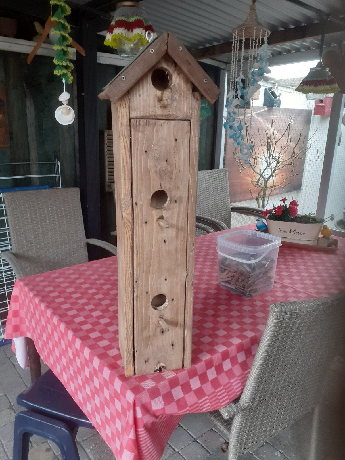 Mooie 3-delige mussen nestkast van gerecycled hout, Ophalen, Nieuw