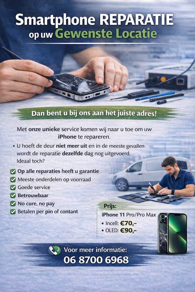 iPhone 11 Pro / Pro Max schermreparatie voor 65 euro, Geen, Nieuw, Ophalen of Verzenden, Geen