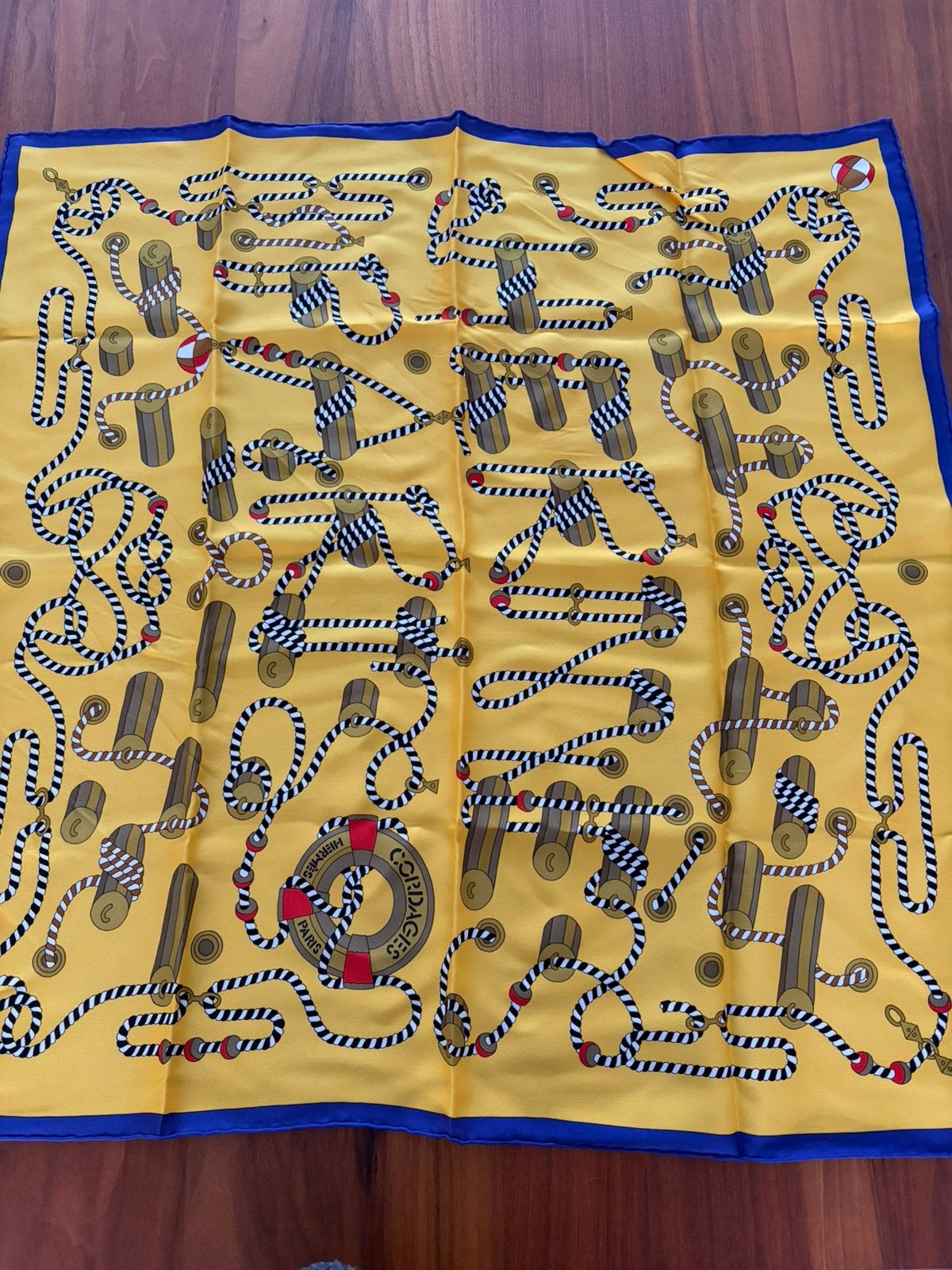 Hermès Paris Cordages zijden sjaal 70x 70, Ophalen, Zo goed als nieuw, Maat 42/44 (L), Sjaal