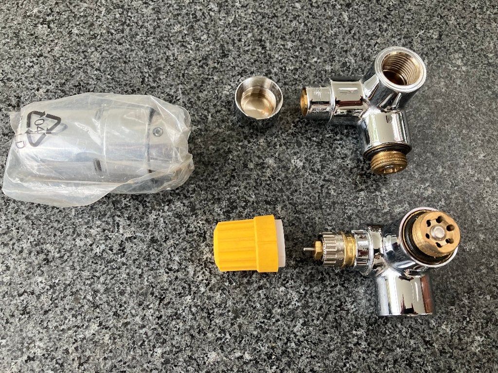 Thermostaat aansluit set chroom design radiators Danfoss, Thermostaat, Minder dan 30 cm, Nieuw, Minder dan 60 cm