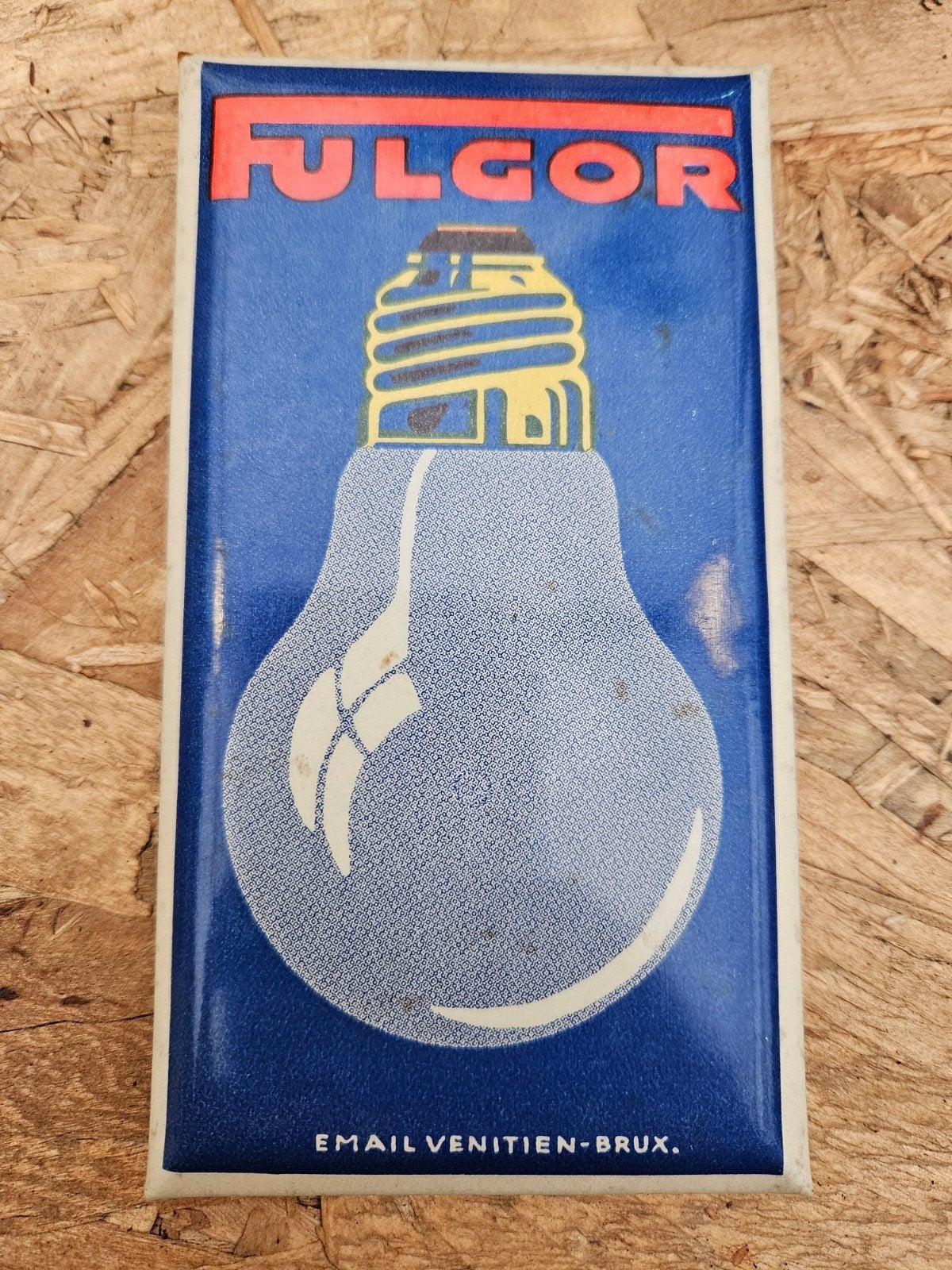 Emaille bordje Fulgor 13,5 x 7,5, Ophalen of Verzenden