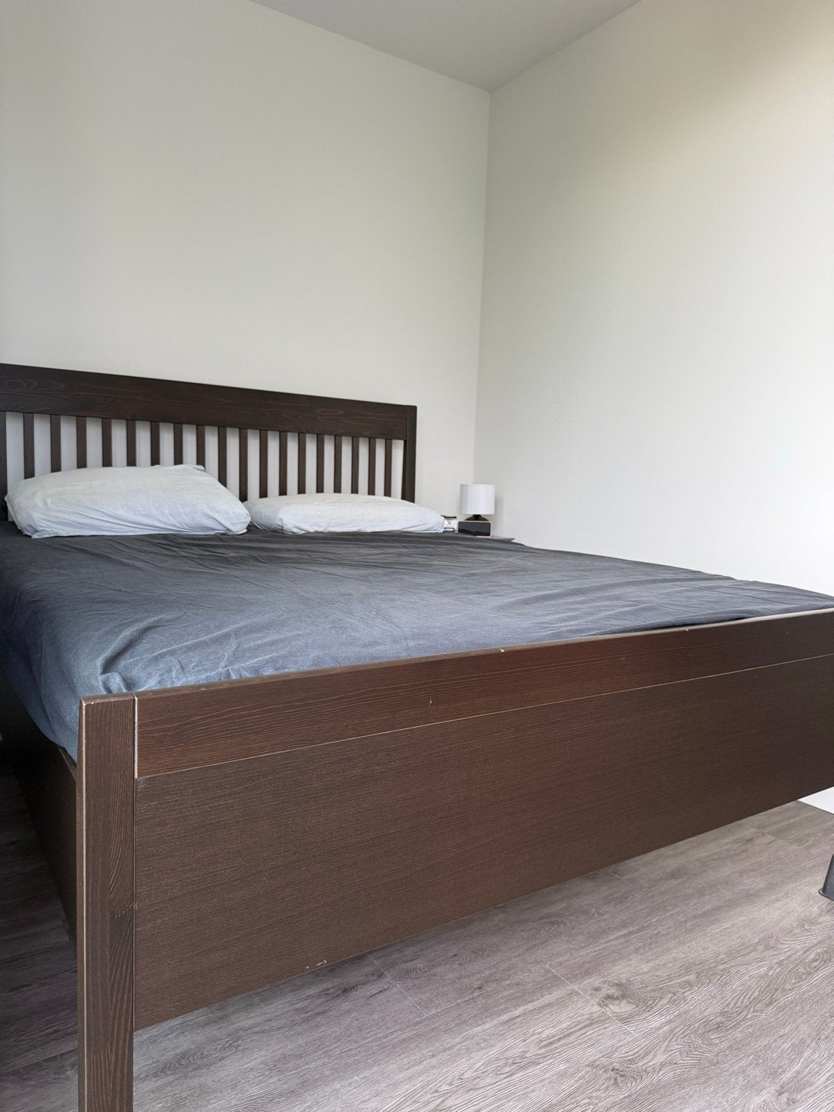 IKEA IDANÄS bedframe 160x200 met LÖNSET lattenbodem, Ophalen, Gebruikt, Bruin, Tweepersoons