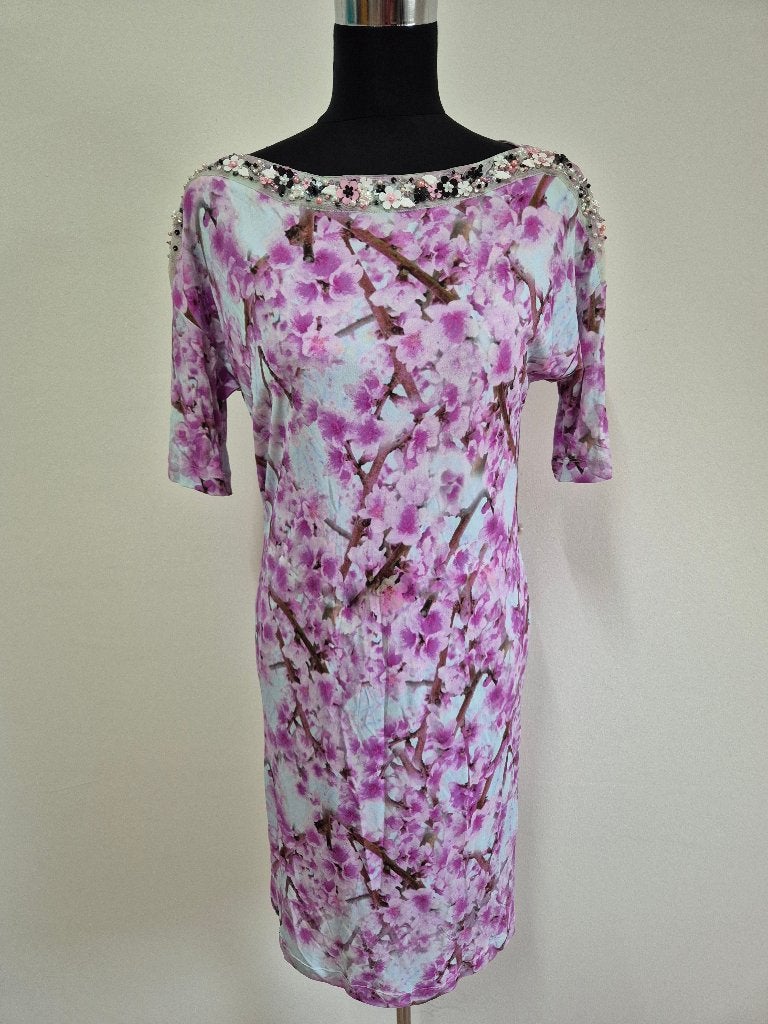 J40 - Roze Roberto Cavalli jurk Ita mt 48 is Ned mt 38 (1), Kleding | Dames, Maat 38/40 (M), Ophalen of Verzenden, Zo goed als nieuw