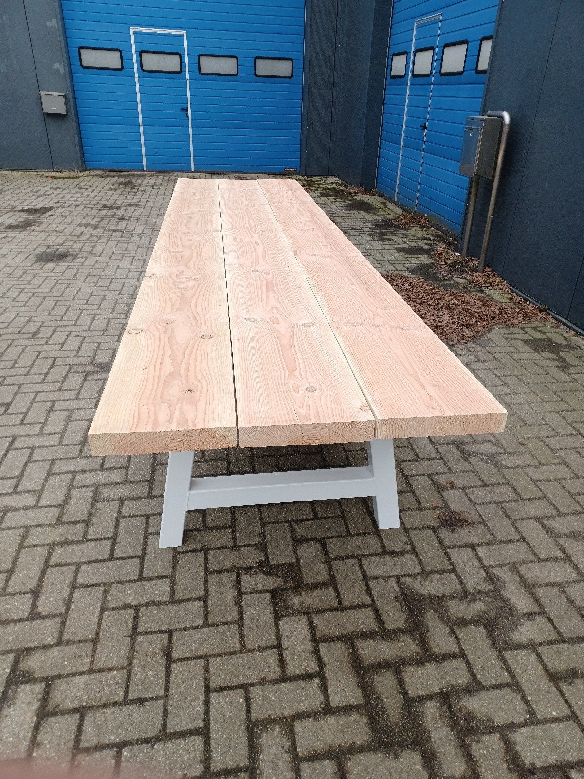 Grote robuuste industriële landelijke tuintafel 4x1 meter., Ophalen of Verzenden, Nieuw, Rechthoekig, Hout