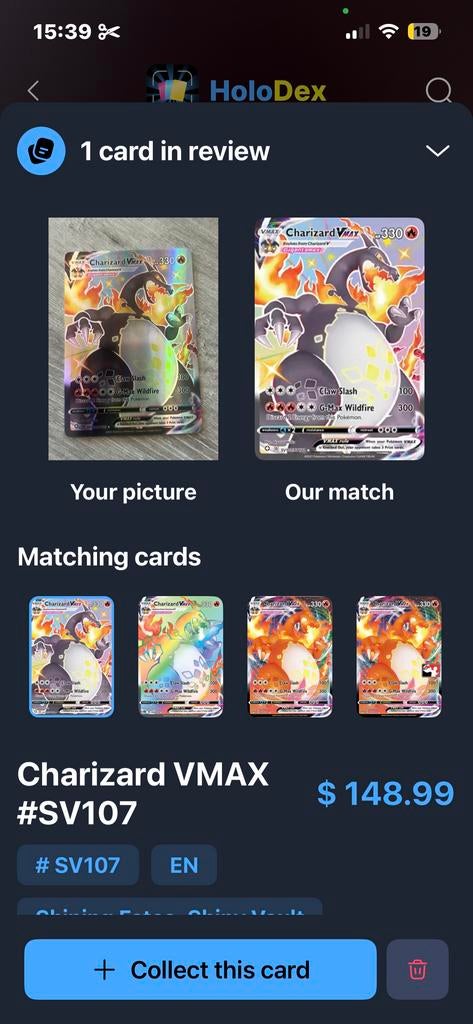 Charizard VMAX SV107 Pokémon Kaart - Shining Fates, Hobby en Vrije tijd, Verzamelkaartspellen | Pokémon, Ophalen of Verzenden