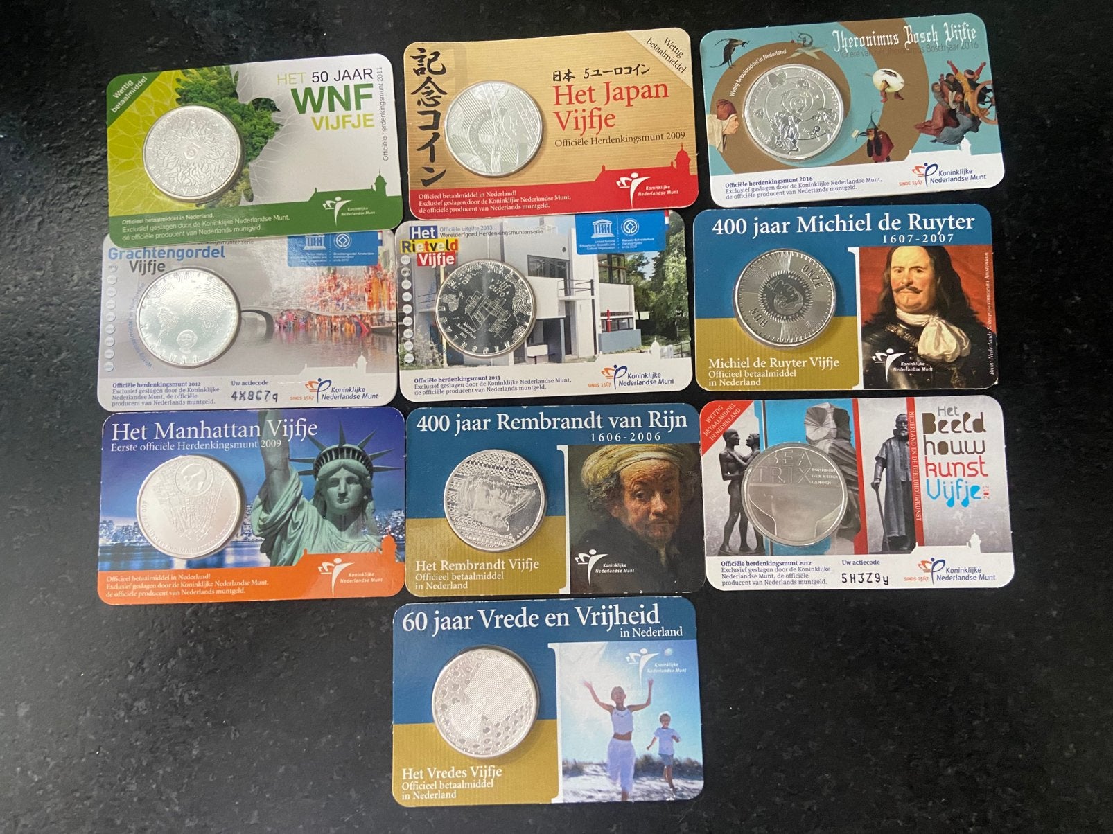 Te koop 10 zwaar verzilverd €5,00 munten, Ophalen of Verzenden, Overige landen, 5 euro
