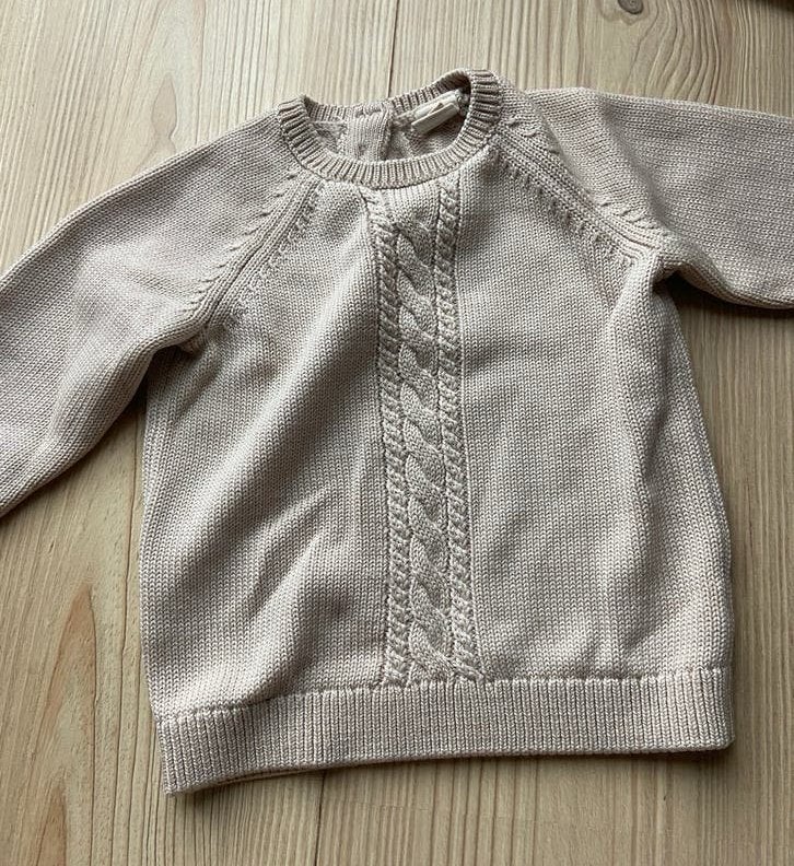 Wollen kabeltrui beige maat 80/86, Ophalen of Verzenden, Zo goed als nieuw, Jongetje of Meisje, Truitje of Vestje
