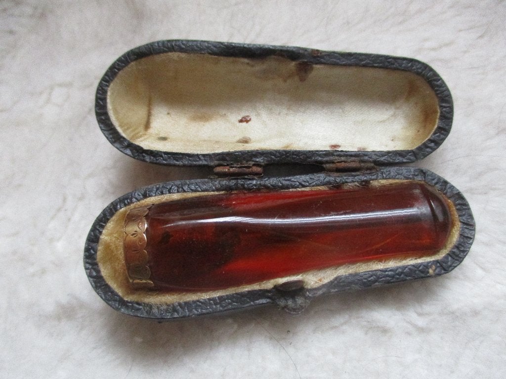 amber sigaretten houder gouden rand, Antiek en Kunst, Antiek | Goud en Zilver, Ophalen of Verzenden, Goud