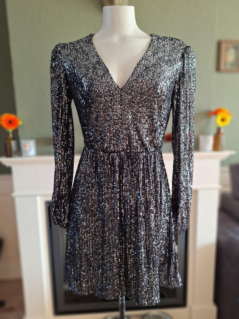 Rinascimento paillet glitter jurk S 36, Kleding | Dames, Verzenden, Zwart, Rinascimento, Zo goed als nieuw