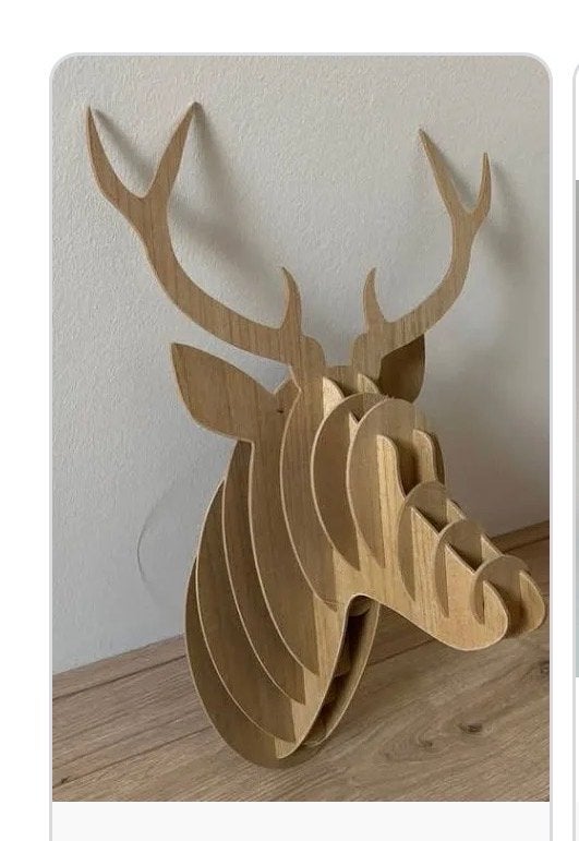 Houten 3D Hertenkop Wanddecoratie, Hout, Ophalen of Verzenden, Zo goed als nieuw, Scandinavisch