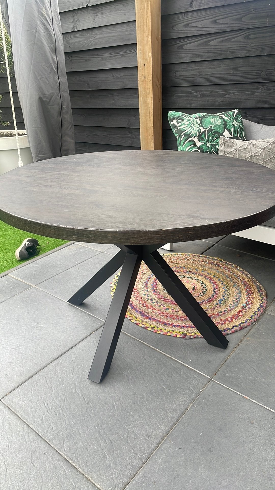Ronde eettafel 120 diameter, Ophalen, 100 tot 150 cm, Rond, Zo goed als nieuw