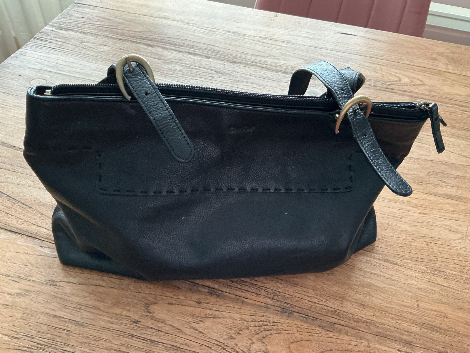 Mooie zwarte leren handtas, Ophalen, Gebruikt, Zwart, Handtas