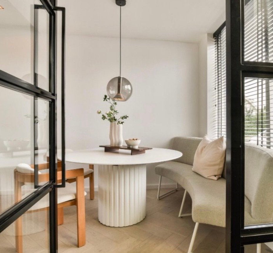 Hkliving pillar gebruiksporen rand wit hout, Huis en Inrichting, Ophalen of Verzenden, Zo goed als nieuw, Rond, 100 tot 150 cm