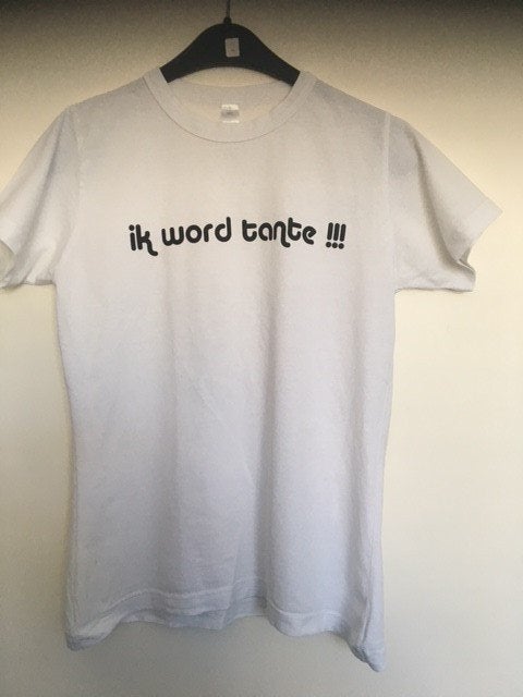T-shirt met tekst 'ik word tante', Wit, Ophalen of Verzenden, Onbekend, Korte mouw