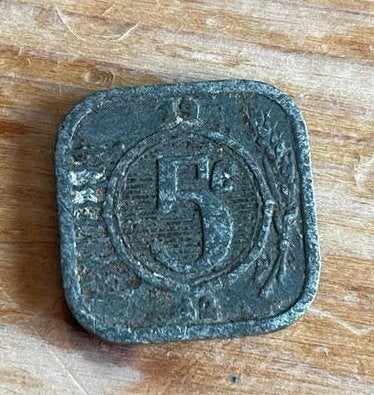 Nederlandse vierkante munt 5 cent (Tweede Wereldoorlog), Postzegels en Munten, Ophalen of Verzenden, Koningin Wilhelmina, 5 cent