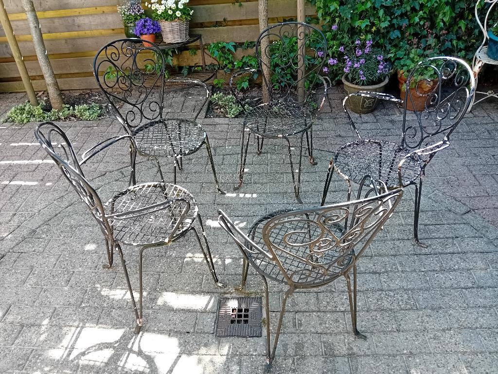 Tuinstoelen 5x., Ophalen, Gebruikt, Metaal, Stapelbaar