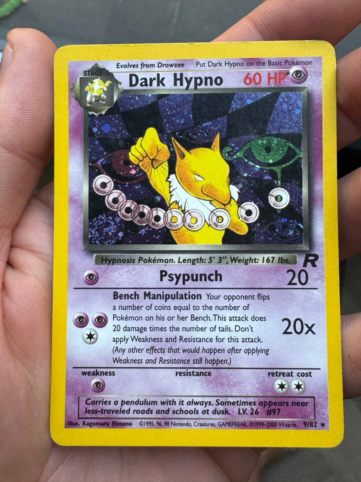 Pokémon Kaart: Dark Hypno 60 HP (9/82) - Vintage, Ophalen of Verzenden, Losse kaart