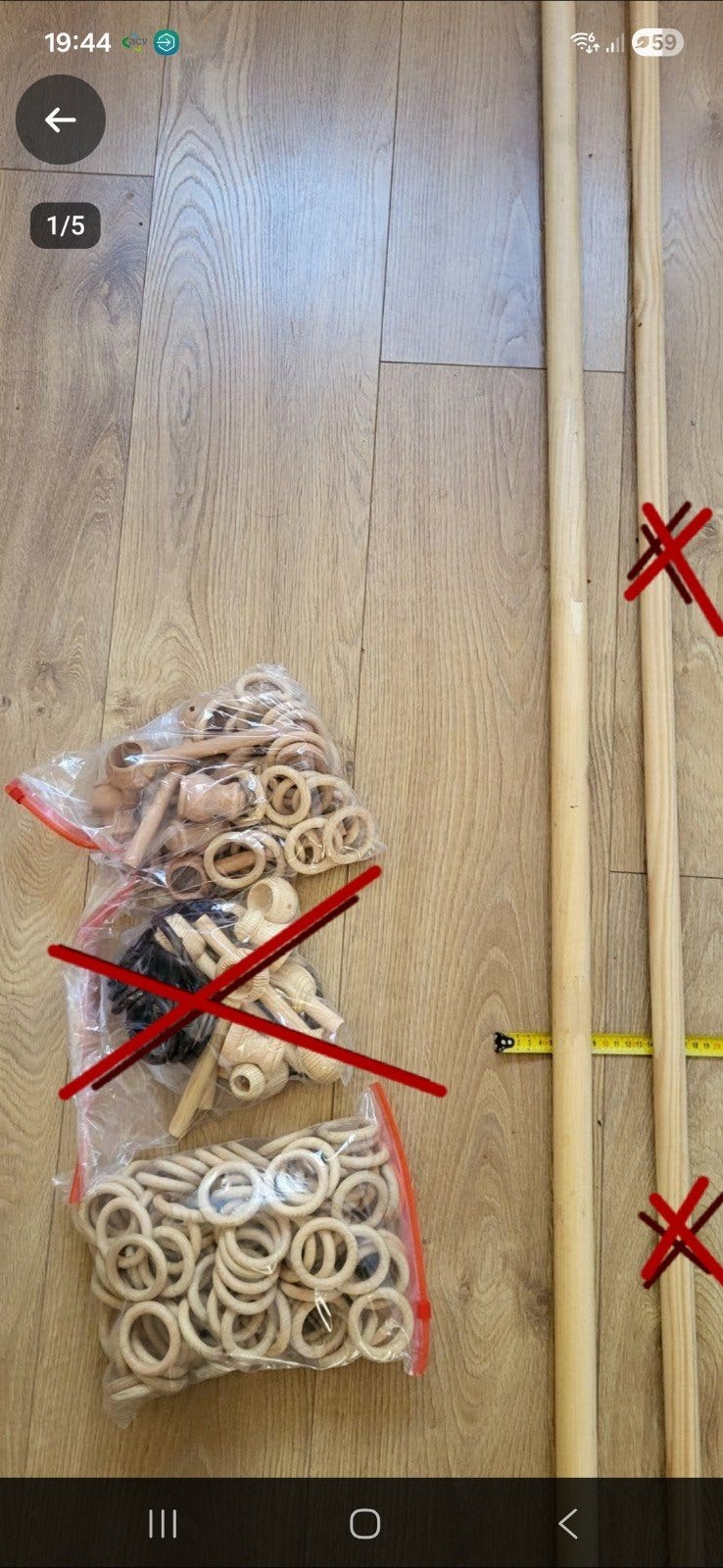 Houten gordijn roedes, ringen en ophangsystemen, Ophalen of Verzenden, Zo goed als nieuw, Gordijn, Hout
