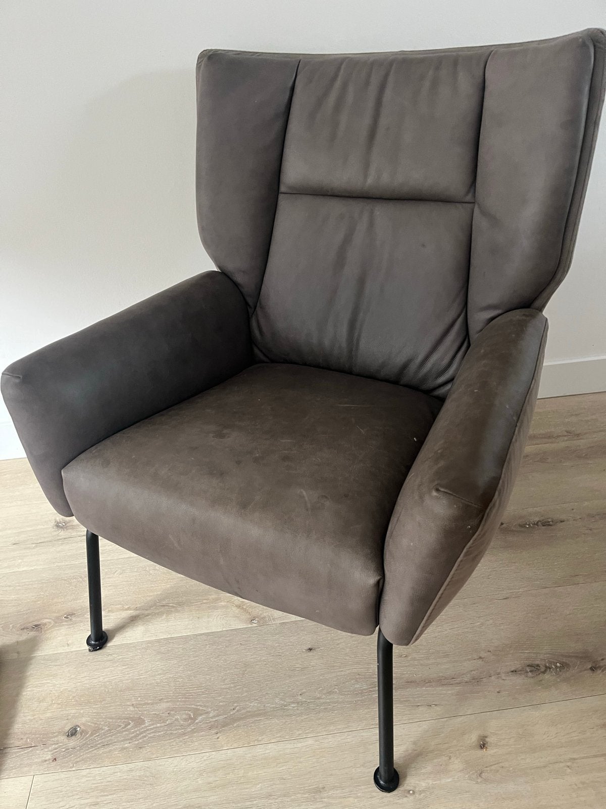 Fauteuil van leer en suède, Ophalen, Gebruikt, Leer, 75 tot 100 cm