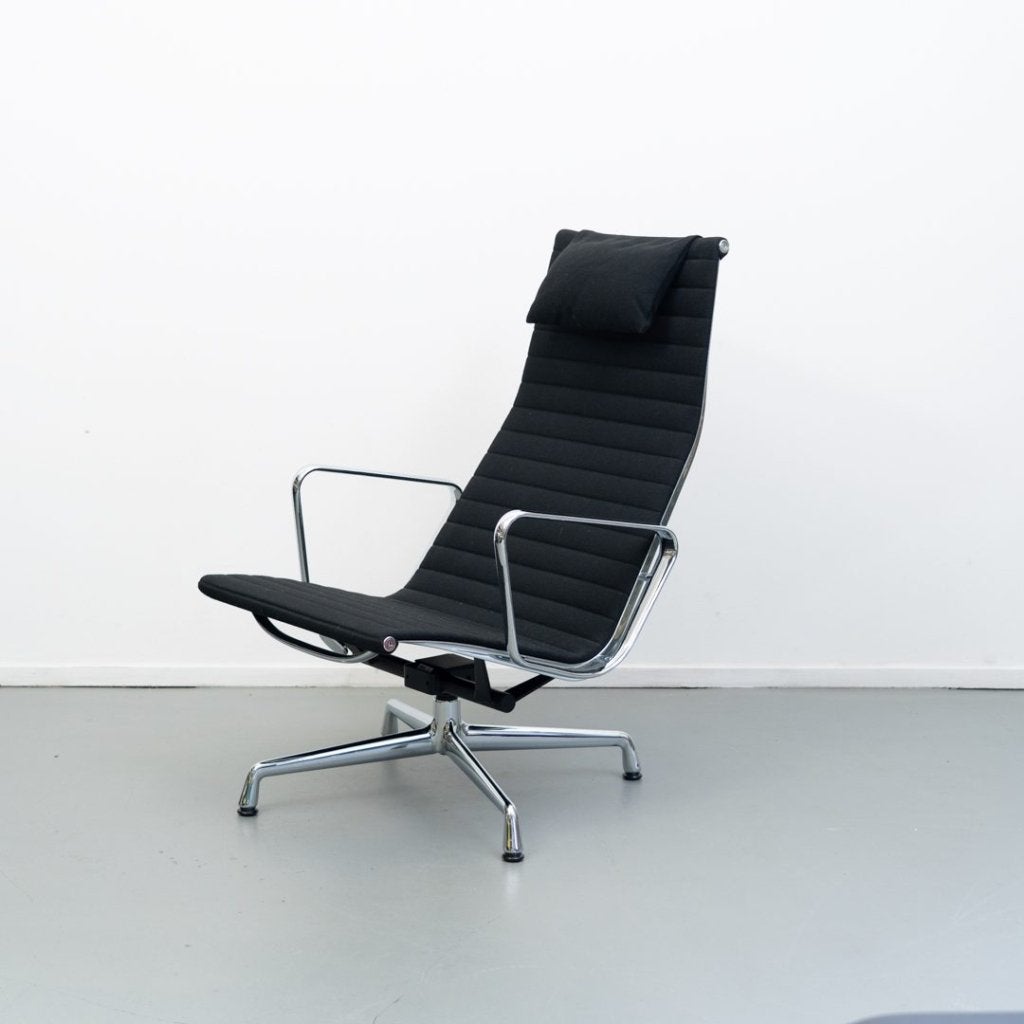 Vitra Eames EA 124 Fauteuil Zwart Hopsak - Chroom + EA125 Ho, Niet ingevuld, Zo goed als nieuw, Niet ingevuld, Niet ingevuld